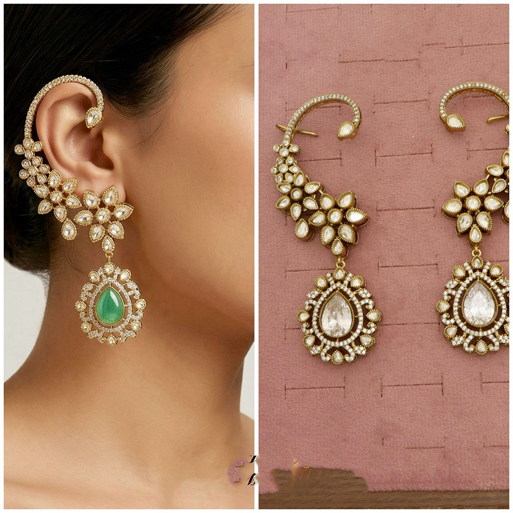 Tanish Art Jewellery Royal American  Diamond Earcuff Dangler Earrings