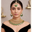 Tanish Art Jewellery Elegant Pota Stone And Meenakari Choker Necklace Set