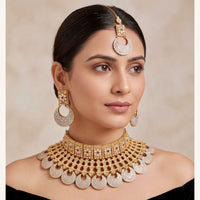Tanish Art Jewellery Elegant Pota Stone And Meenakari Choker Necklace Set