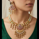 Tanish Art Jewellery Pota Stone And Pearl Necklace Set 