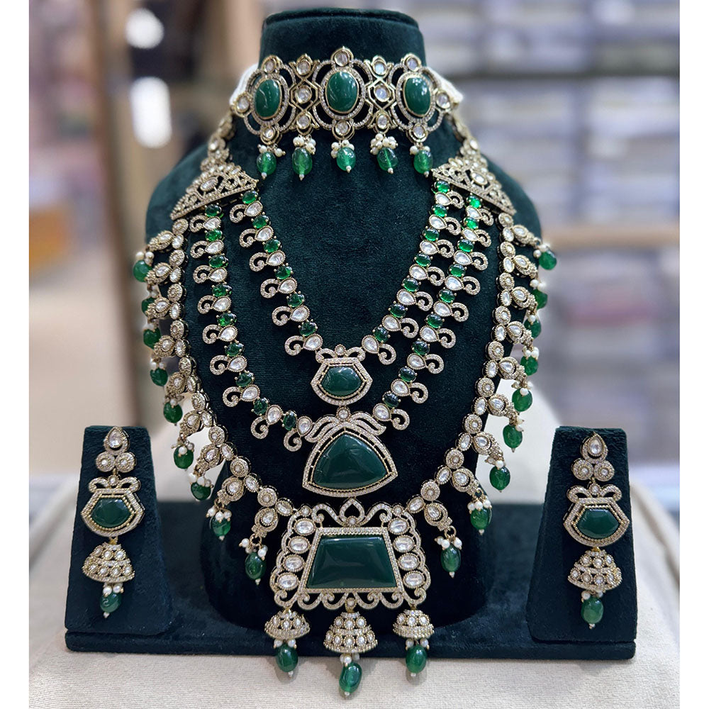 Tanish Art Jewellery Pota Stone Pearl And Beads Double Necklace Set