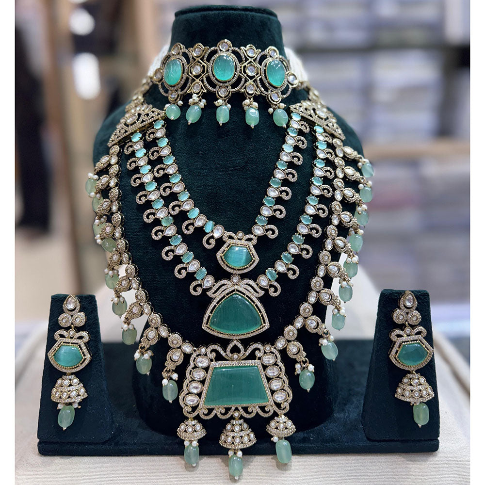 Tanish Art Jewellery Pota Stone Pearl And Beads Double Necklace Set