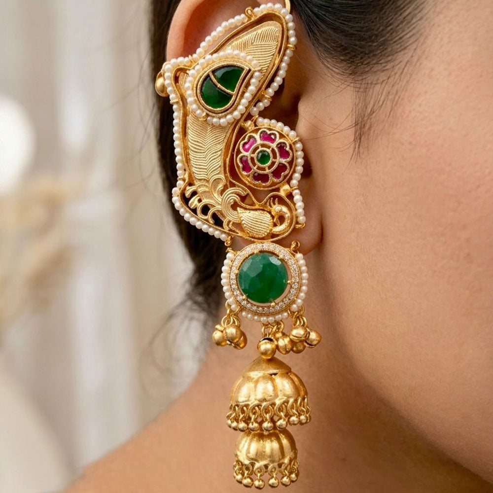 Tanish Art Jewellery Kundan Stone And Beads Heavy Jhumki Earrings
