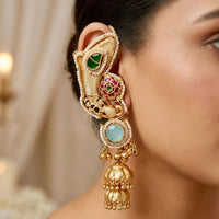 Tanish Art Jewellery Kundan Stone And Beads Heavy Jhumki Earrings
