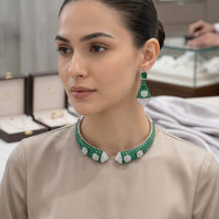 Tanish Art Jewellery Glamorous American Diamond Choker Necklace Set