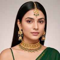Tanish Art Jewellery Pota Stone Pearl And Beads Choker Necklace Set