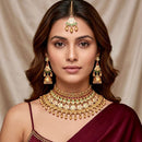 Tanish Art Jewellery Polki Kundan Pearl And Beads Choker Necklace Set