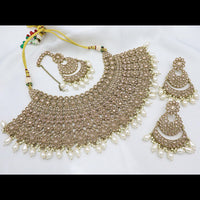 Tanish Art Jewellery Glamorous Crystal Stone Pearl And Beads Choker Necklace Set