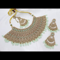 Tanish Art Jewellery Glamorous Crystal Stone Pearl And Beads Choker Necklace Set