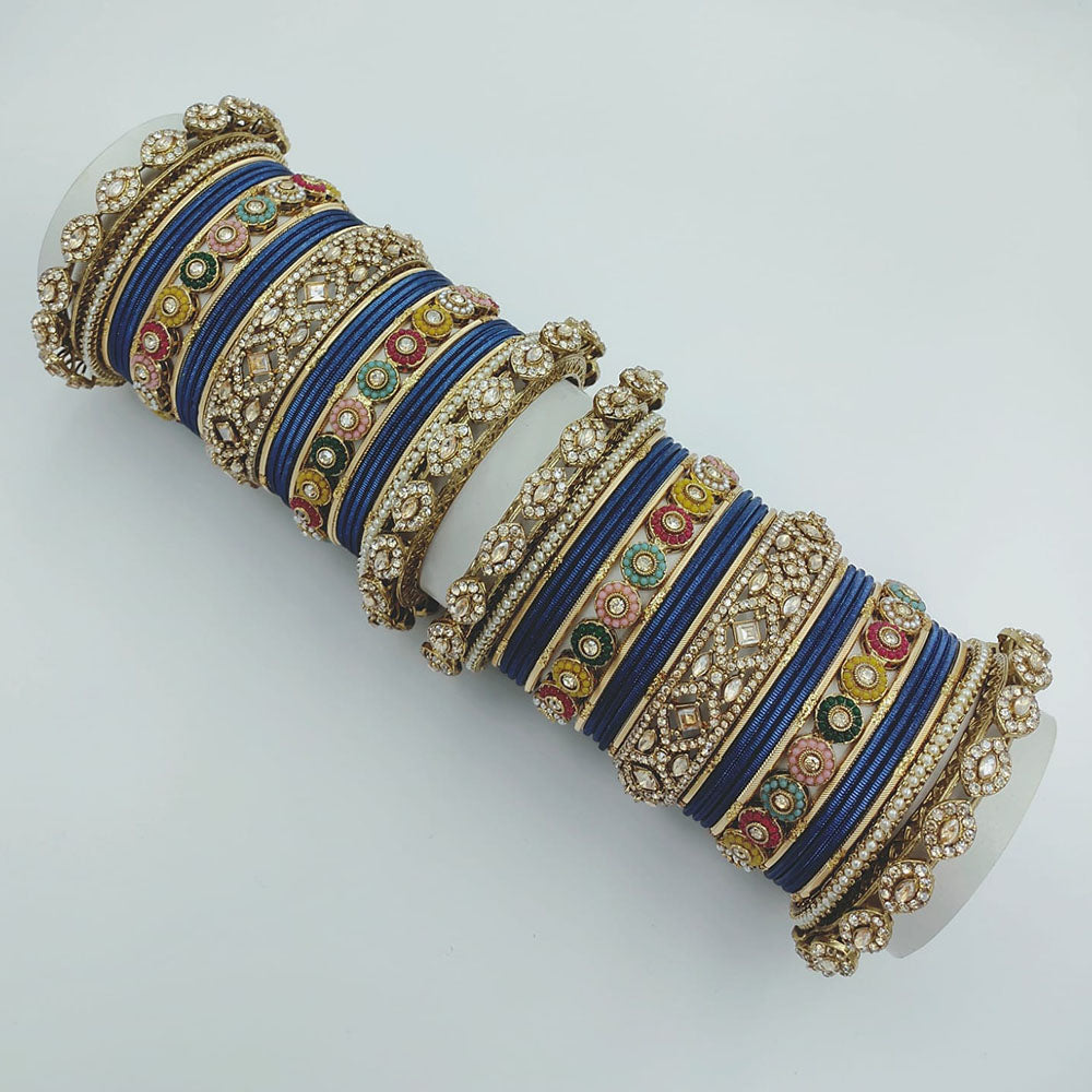 Tanish Art Jewellery Austrian Stone And Pearl Bridal Bangles Set