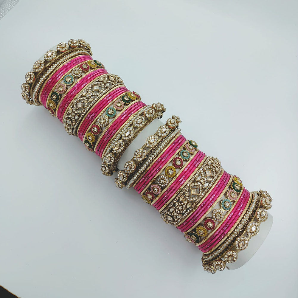 Tanish Art Jewellery Austrian Stone And Pearl Bridal Bangles Set