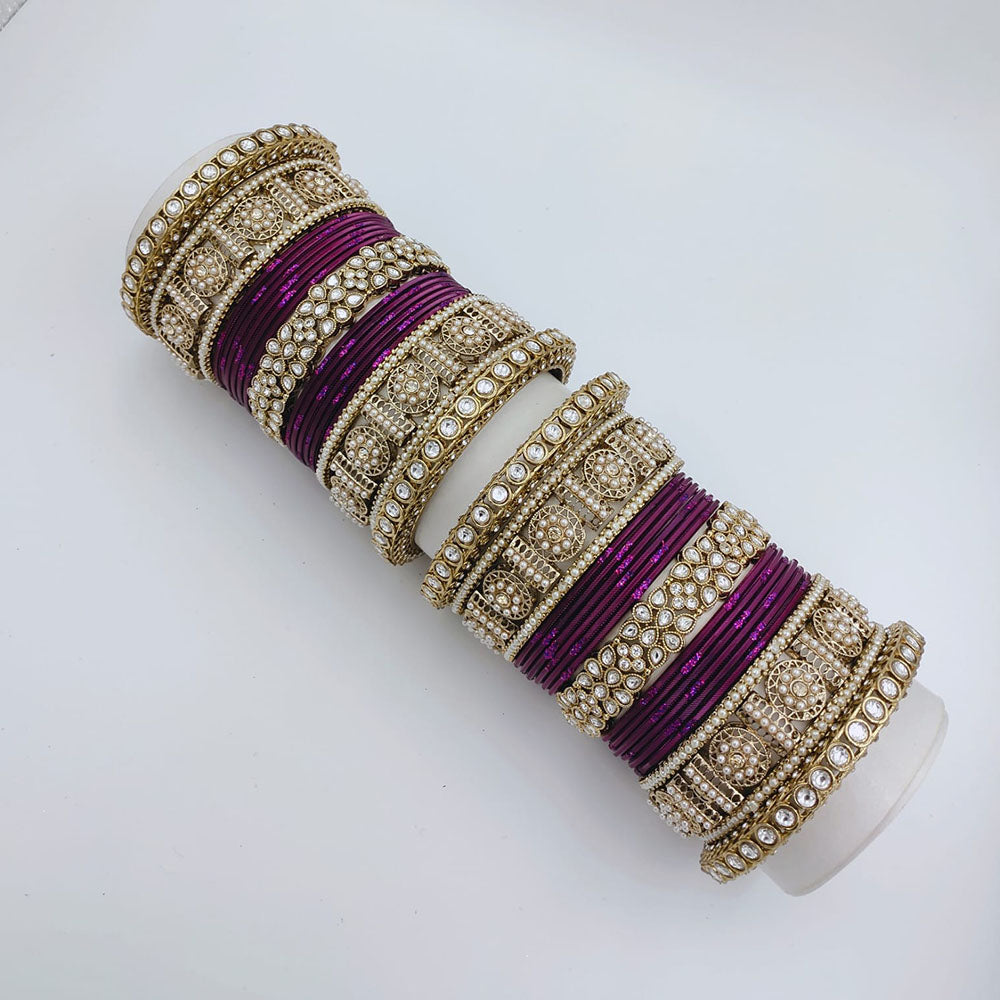Tanish Art Jewellery Polki Kundan And Pearl Bridal Bangles Set