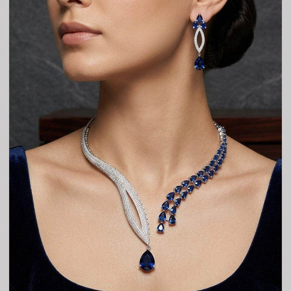 Tanish Art Jewellery Stunning American Diamond Royal Necklace Set