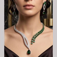 Tanish Art Jewellery Stunning American Diamond Royal Necklace Set