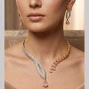 Tanish Art Jewellery Gold Plated Stunning American Diamond Royal Necklace Set