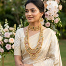 Tanish Art Jewellery Premium Pota Stone And Beads Double Necklace Set 