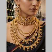 Tanish Art Jewellery Elegant Pota Stone And Pearl Multi  Layer Necklace Set for Women
