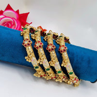 Tanish Art Jewellery Traditional Pota Stone And Pearl Meenakari Bangles Set