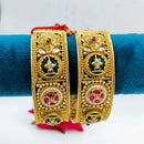 Tanish Art Jewellery Traditional Pota Stone And Pearl Openable Bangles Set