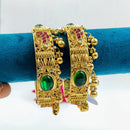 Tanish Art Jewellery Traditional Pota Stone And Ghungroo Openable Bangles Set