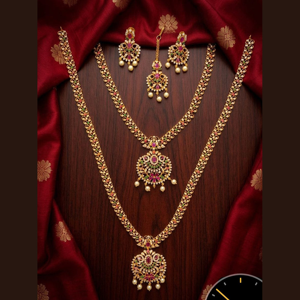 Tanish Art Jewellery Royal Pota Stone And Pearl Double Necklace Set