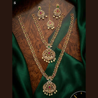 Tanish Art Jewellery Royal Pota Stone And Pearl Double Necklace Set