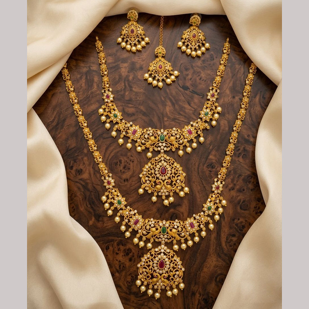 Tanish Art Jewellery Royal Pota Stone And Pearl Double Necklace Set
