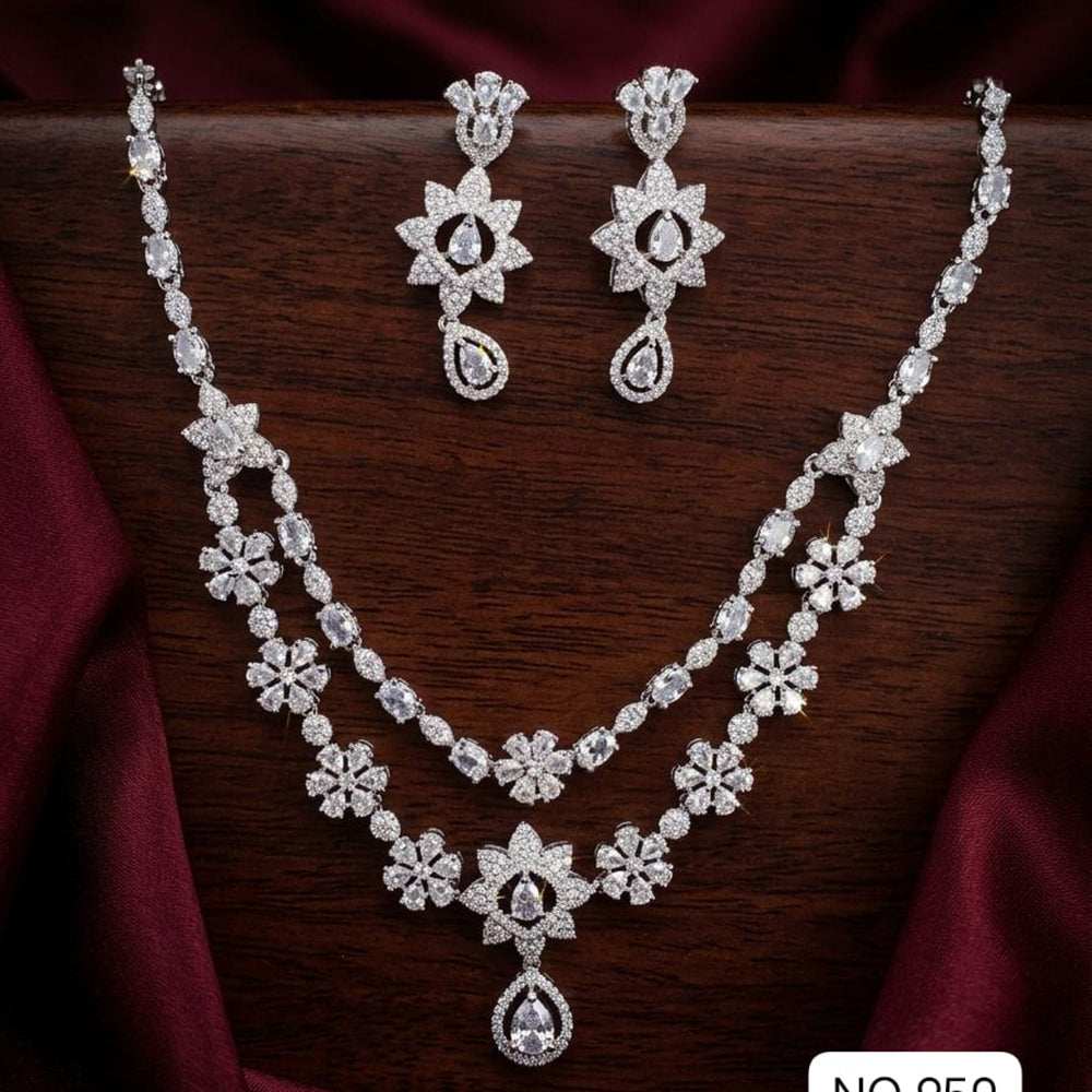Tanish Art Jewellery Royal American Daimond Stone Necklace Set