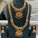 Tanish Art Jewellery Premium Pota Stone And Pearl Double Necklace Set With Earrings