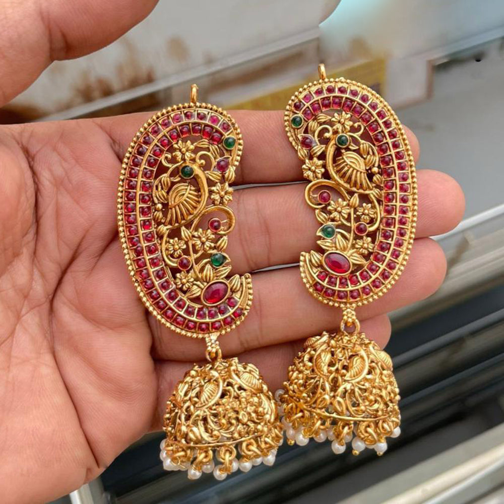 Tanish Art Jewellery Traditional Pota Stone And Pearl Earcuff Jhumki Earrings
