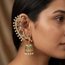 Tanish Art Jewellery Traditional Pota Stone And Pearl Earcuff Jhumki Earrings
