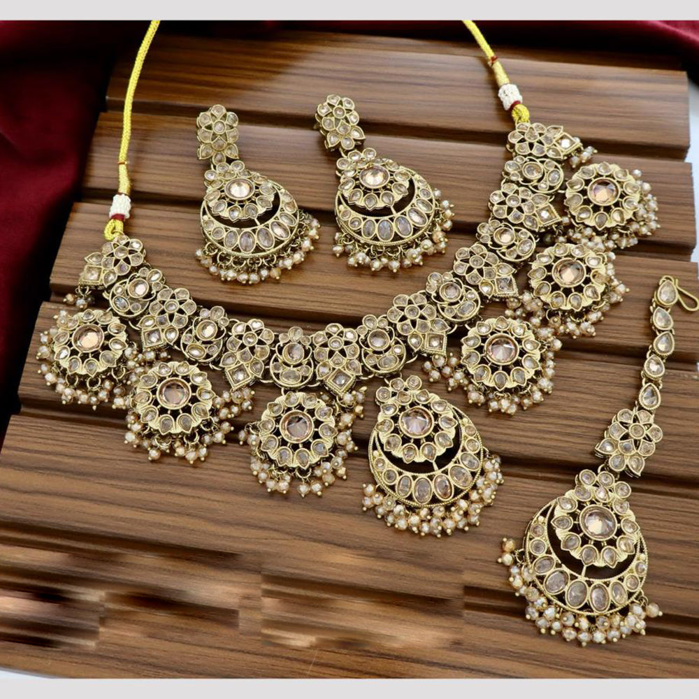 Tanish Art Jewellery Crystal Stone And Pearl Designer Necklace Set for Women