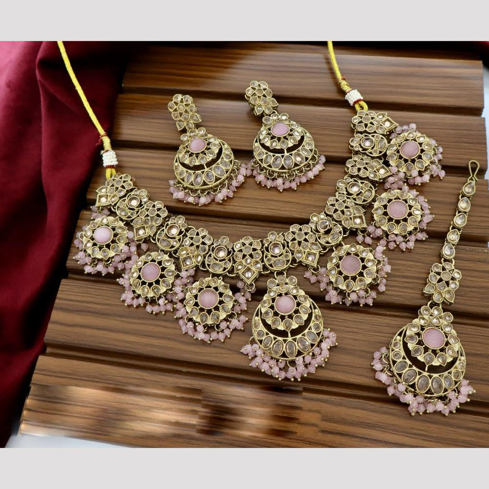 Tanish Art Jewellery Crystal Stone And Pearl Designer Necklace Set for Women