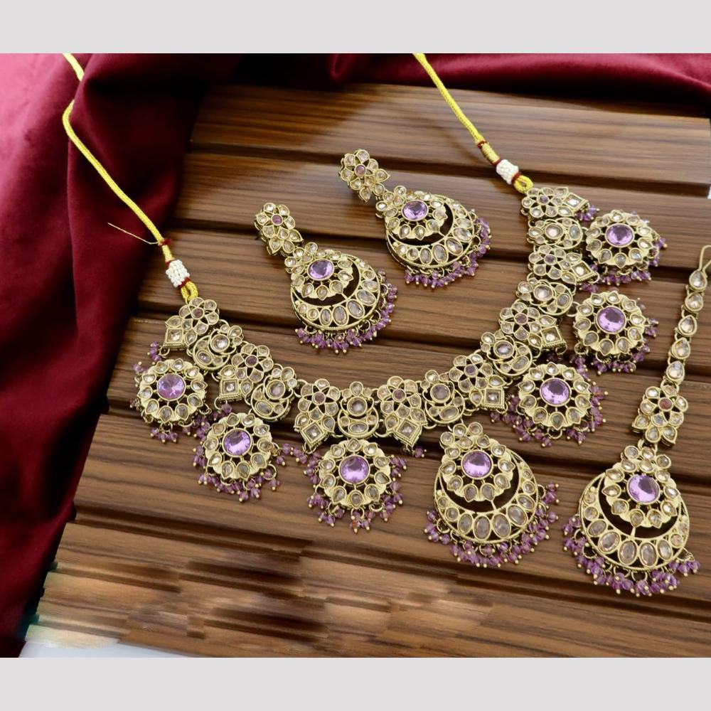 Tanish Art Jewellery Crystal Stone And Pearl Designer Necklace Set for Women