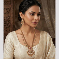 Tanish Art Jewellery Classic Pota Stone Pearl And Beads Necklace Set 