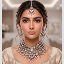 Tanish Art Jewellery Wedding Pota Stone Pearl And Beads Necklace Set for Women
