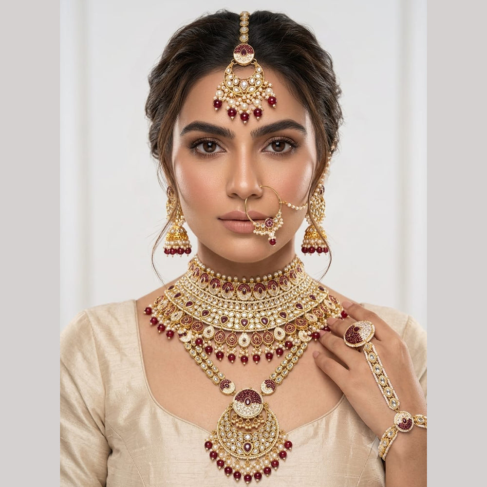 Tanish Art Jewellery Grand Austrian Stone And Beads Meenakari Bridal Jewellery Set
