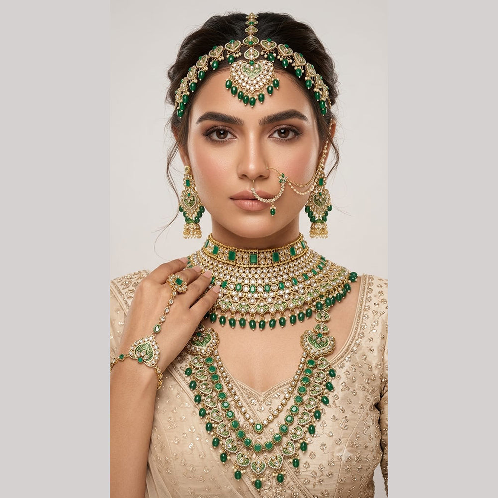 Tanish Art Jewellery Grand Austrian Stone And Beads Meenakari Bridal Jewellery Set