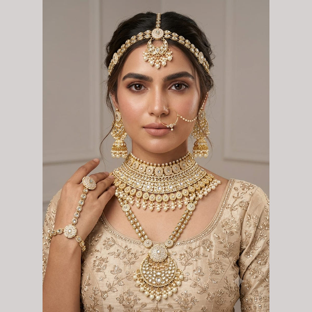 Tanish Art Jewellery Grand Austrian Stone And Beads Meenakari Bridal Jewellery Set