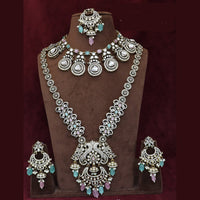 Tanish Art Jewellery Premium Pota Stone Beads And Pearl Double Necklace Set