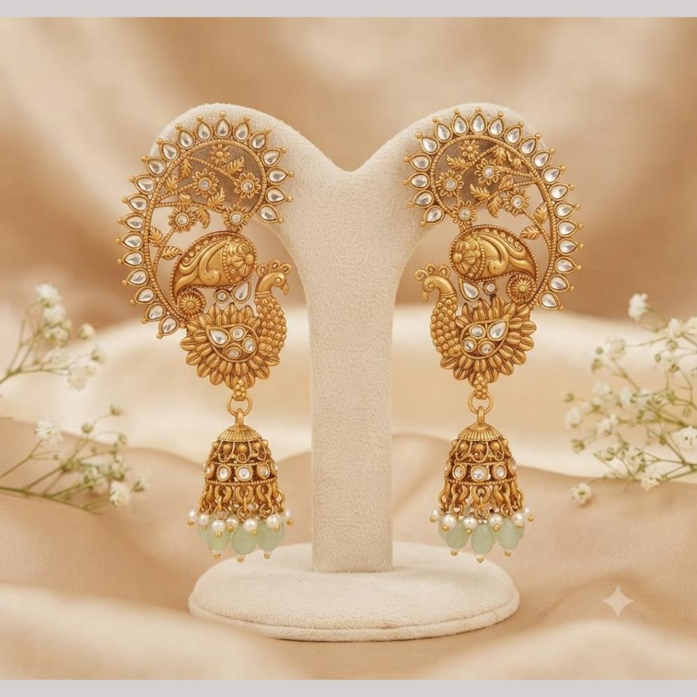Tanish Art Jewellery Traditional Pota Stone And Pearl Earcuff Jhumki Earrings