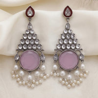 Tanish Art Jewellery Oxidised Plated Pota Stone And Pearl Dangler Earrings