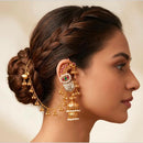 Tanish Art Jewellery Traditional 2 Tone Plated Kundan Stone And Pearl Jhumki Earrings
