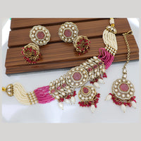 Tanish Art Jewellery Grand Pota Stone And Pearl Choker Necklace Set