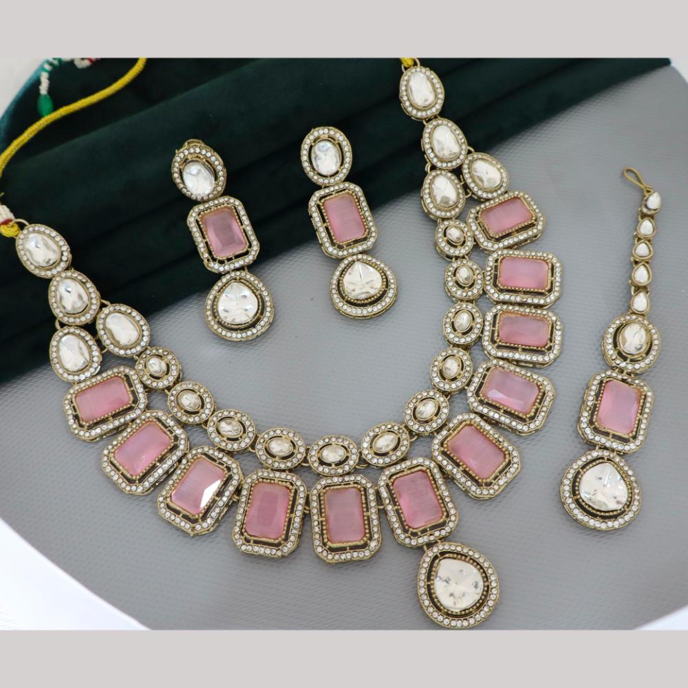 Tanish Art Jewellery Designer Pota Stone And Austrian Stone Necklace Set for Women