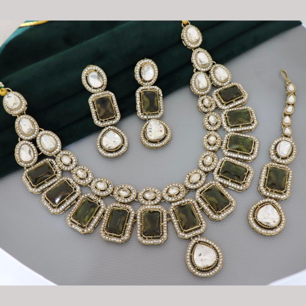 Tanish Art Jewellery Designer Pota Stone And Austrian Stone Necklace Set for Women