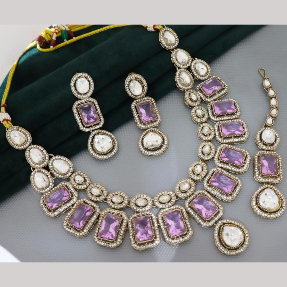 Tanish Art Jewellery Designer Pota Stone And Austrian Stone Necklace Set for Women
