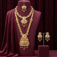 Tanish Art Jewellery Heritage Pota Stone And Pearl Double Meenakari Necklace Set