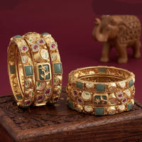 Tanish Art Jewellery Heritage Pota Stone And Meenakari Bangles Set