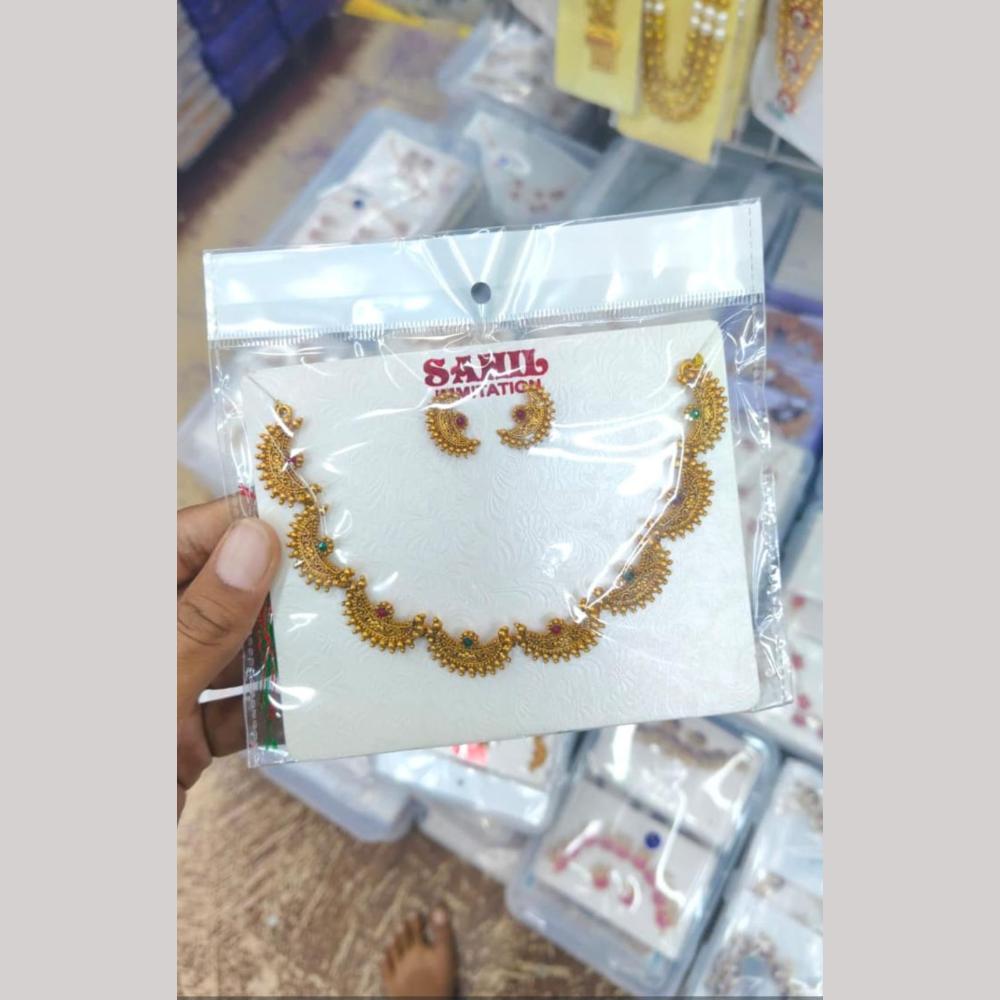 Tanish Art Jewellery Statement Pota Stone Neckalce Set